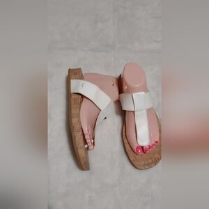 BOC White Sandals with Cork Footbed and Wide Straps